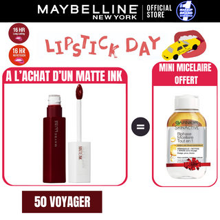 Maybelline New York - Rouge à lèvre Mat Liquide Superstay Matte Ink  = MICELLAIRE BYPHASE 100ML OFFERT