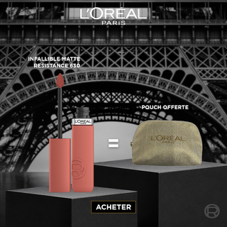 L'ORÉAL PARIS INFAILLIBLE MATTE RESISTANCE ROUGE À LÈVRES 630 ROSE HEAT = POUCH OFFERT
