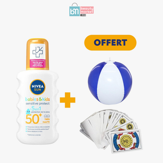 Nivea Spray Solaire Sensitive Babies & Kids SPF50+ = Jeux de Carte Espagnol + Ballon Gonflable Piscine Offerts