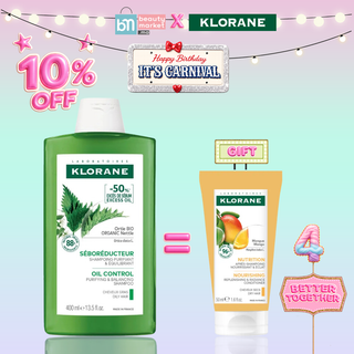 Klorane Shampooing à l’Ortie Séborégulateur 400ml = Après-Shampoing Mangue 50ml Offert