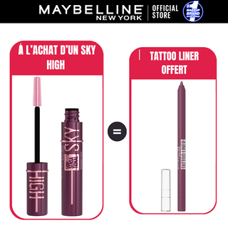 MAYBELLINE SKY HIGH Mascara Volume & Longueur BRUME BOURGOGNE = Tattoo Liner OFFERT