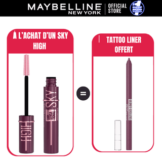 Maybelline Sky High Burgundy Haze – Mascara Volume & Longueur = Crayon Tattoo Liner  Studio Berry Bliss Offert