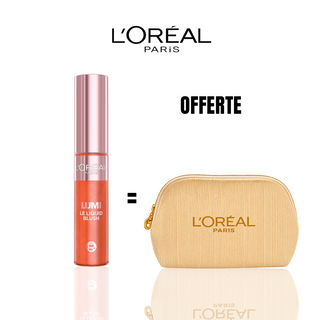 L'ORÉAL PARIS LUMI GLOTION LIQUID BLUSH 627 GLOWY WARM PEACH  = Pochette Beige OFFERTE