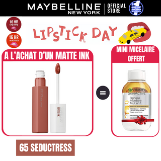 Maybelline New York - Rouge à lèvre Mat Liquide Superstay Matte Ink  = MICELLAIRE BYPHASE 100ML OFFERT