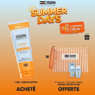 Isdin Fotoprotector Gel Cream Spf 50+ Protecteur Corps = Trousse + Fusion Water Magic Spf50 10ml Offerts