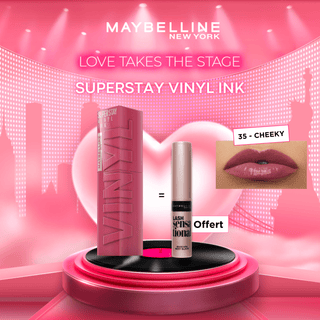 Maybelline New York - Brillant à lèvres Superstay Vinyl Ink 35 CHEEKY = Mascara Offert