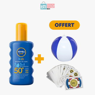 Nivea Sun Kids Crème Solaire Protect & Hydrate 5 in 1 SPF50+ 200ml = Jeux de Carte Espagnol + Ballon Gonflable Piscine Offerts