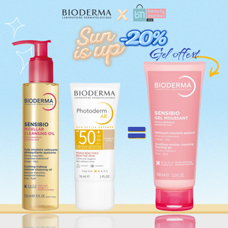 Bioderma Photoderm AR  teinte naturelle SPF50+ 30ml + Sensibio Huile Nettoyante 150ml = Gel Moussant 100ml Offert