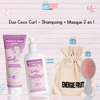 Energie Fruit Duo Coco Curl – Shampoing + Masque 2 en 1 = Pochon et Mini-Brosse Offerts