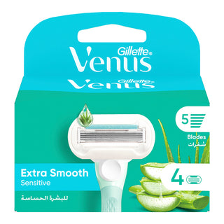 GILLETTE VENUS RECHARGES DE LAMES DE RASOIR DELUXE SMOOTH SENSITIVE 5 LAMES - 4 UNITÉS