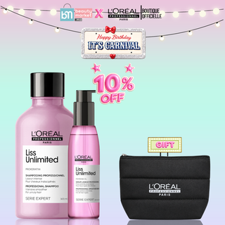 L'Oréal Professionnel Liss Unlimited Shampooing 300ml + Sérum Lisseur 125ml = Trousse Offerte