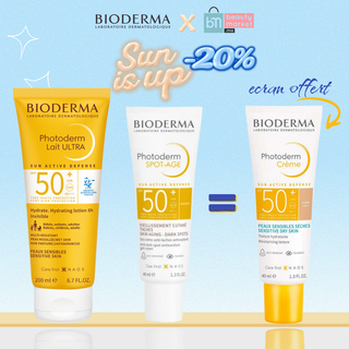 Bioderma Photoderm Spot-Age SPF50+ 40ml + Photoderm Lait SPF50+ 100ml = Crème Teintée Claire SPF50+ Offerte