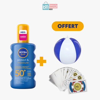 NIVEA SUN Protect & Moisture Spray Solaire SPF50+ 200ml = Jeux de Carte Espagnol + Ballon Gonflable Piscine Offerts