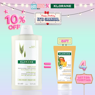 Klorane Shampooing Extra-Doux au Lait d’Avoine 400ml = Après-Shampoing Mangue 50ml Offert
