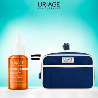 Uriage Dépiderm Sérum Anti-Taches Booster Éclat 30 ml avec trousse offerte, soin visage anti-taches brunes, BeautyMarket parapharmacie Maroc
