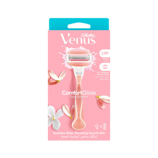GILLETTE VENUS COMFORTGLIDE SPA BREEZE RASOIR + 2 TÊTES DE RECHANGE
