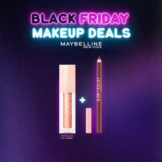 MAYBELLINE LIFTER GLOSS À LÈVRES REPULPANT 007 AMBER + LIFTER LINER NU 001 CROSS THE LINE