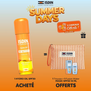 Isdin Fotoprotector Hydro Oil Spf 30 200 Ml = Trousse + Fusion Water Magic Spf50 10ml Offerts