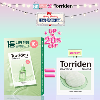 Torriden Balanceful Cica Mask 25ml x10 = Toner Pad 2 sheets Offertes