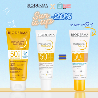 Bioderma Photoderm Spot-Age SPF50+ 40ml + Photoderm Lait SPF50+ 100ml = Crème Teintée Claire SPF50+ Offerte