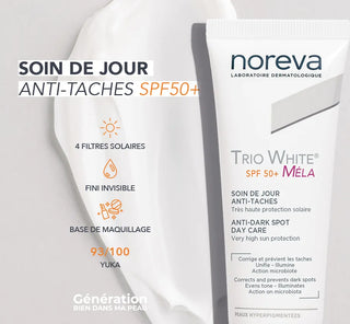 NOREVA TRIO WHITE MELA SPF50+ SOIN DE JOUR ANTI TACHES 50ML