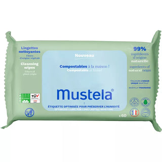 MUSTELA Lingettes de Coton Bio à l'Eau certifiées BIO X60