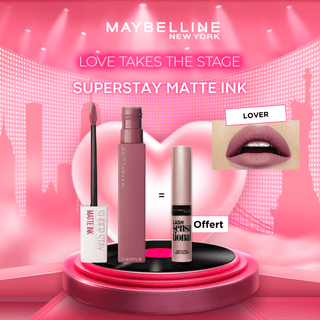 Maybelline New York - Rouge à lèvre Mat Liquide Superstay Matte Ink 15 LOVER = Mini Mascara Offert