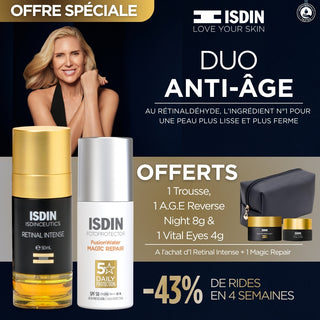 ISDIN DUO ANTI AGE Retinal Intense + Fusion Water Magic Repair = 1 Trousse + 1 A.G.E REVERSE Night 8g + 1 Vital Eyes 4g OFFERTS