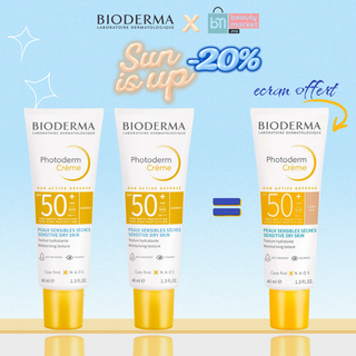 Bioderma Photoderm Crème SPF50+ 40ml x2 = Crème Teintée Claire SPF50+ 40ml Offerte