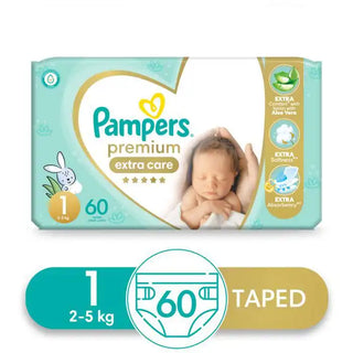 PAMPERS COUCHES PREMIUM EXTRA CARE TAILLE 1 (2-5 KG) 60 UNITÉS