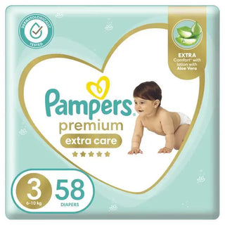 PAMPERS Couches Premium Extra Care Taille 3 (6-10kg) - 58 unités