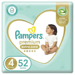 PAMPERS Couches Premium Extra Care Taille 4 (9-18kg) - 52 unités