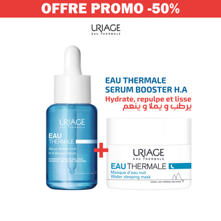 URIAGE COFFRET EAU THERMALE SERUM BOOSTER HA 30 ML +EAU THERMALE MASQUE D'EAU NUIT