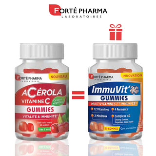 FORTE PHARMA ACEROLA VITAMINE C 60 GOMMES = IMMUVIT'4G 30 GUMMIES OFFERTES