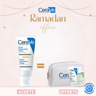 CeraVe Crème Hydratante Visage SPF 50 Peaux Normales À Sèches 52ml = creme hydratant + Lotion +trousse offerts