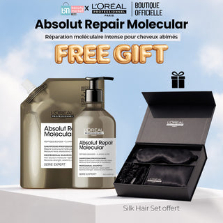 L'Oréal Professionnel Absolut Repair Molecular Shampooing 500ml + Recharge Shampooing 500ml = Silk Hair Set offert