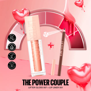 MAYBELLINE LIFTER GLOSS À LÈVRES REPULPANT 007 AMBER + LIFTER LINER NU 001 CROSS THE LINE