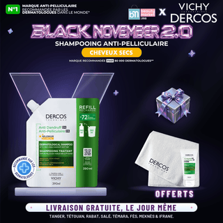 Vichy Dercos Eco-Recharge Shampooing Antipelliculaire Cheveux Secs 390ml = Format Voyage 50 Ml + Serviette Offerts