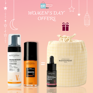 Novexpert Routine Éclat – Sérum Booster 30ml & Mousse Flash Éclat 150ml + Pochon & Mini Sérum Hyaluronique Offerts