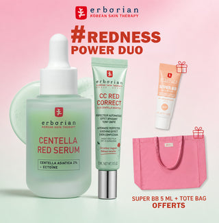 ERBORIAN CENTELLA RED SERUM 30ML + CC Red Correct Anti redness 15ML = SUPER BB 5 ML + TOTE BAG OFFERTS