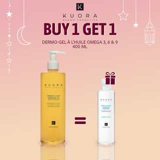 KUORA DERMO-GEL À L'HUILE OMEGA 3, 6 & 9 400 ML = EAU MICELLAIRE 60 ML OFFERTE