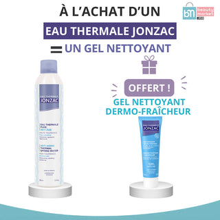 JONZAC EAU THERMALE PURE 300 ML = GEL NETTOYANT DERMO FRAÎCHEUR 30 ML OFFERT