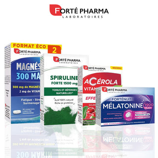 Forte Pharma Pack Sport Spiruline + Acérola + Mélatonine + Magné 300 Marin = Sac Offerte