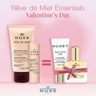NUXE REVE DE MIEL CRÈME MAINS ET ONGLES 30 ML+ STICK LÈVRES 4G = SUPER SERUM 5ML + HUILE PRODIGIEUSE 10 ML OFFERTS