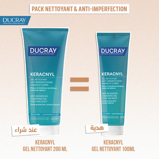 Ducray Keracnyl Gel Moussant 200ml = Gel Moussant 100ml Offert