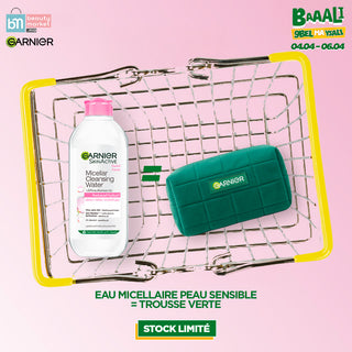 Garnier solution micellaire tout en 1 peaux sensibles 400ml = Trousse offerte