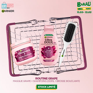 GARNIER GRAPES SHAMPOOING 200ML + MASQUE HYDRATANT 340ML = BROSSE BOUCLANTE OFFERTE