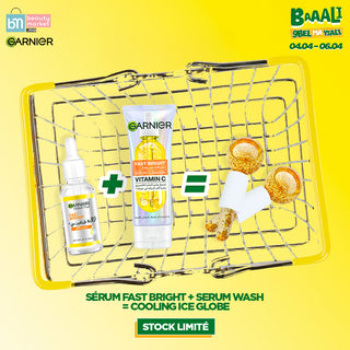 Garnier Fast Bright Serum Cleanser Vitamin C 100ml + fast bright serum 30ml = Cooling Ice Globe