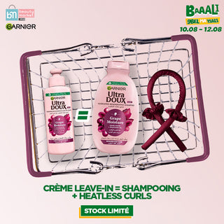 GARNIER ULTRA DOUX GRAPE SOIN SANS RINCAGE + Shampooing  200ML =  HEATLESS CURLS OFFERTE