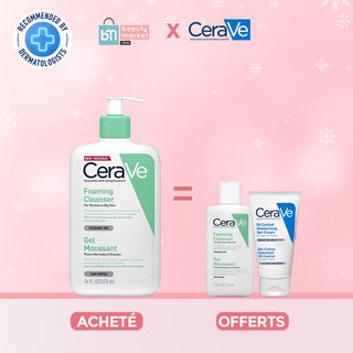 Cerave Gel Moussant Nettoyant Peau Normale à Grasse | 473ml = Gel moussant 20ml +OIL CONTROL 3ML  OFFERTES